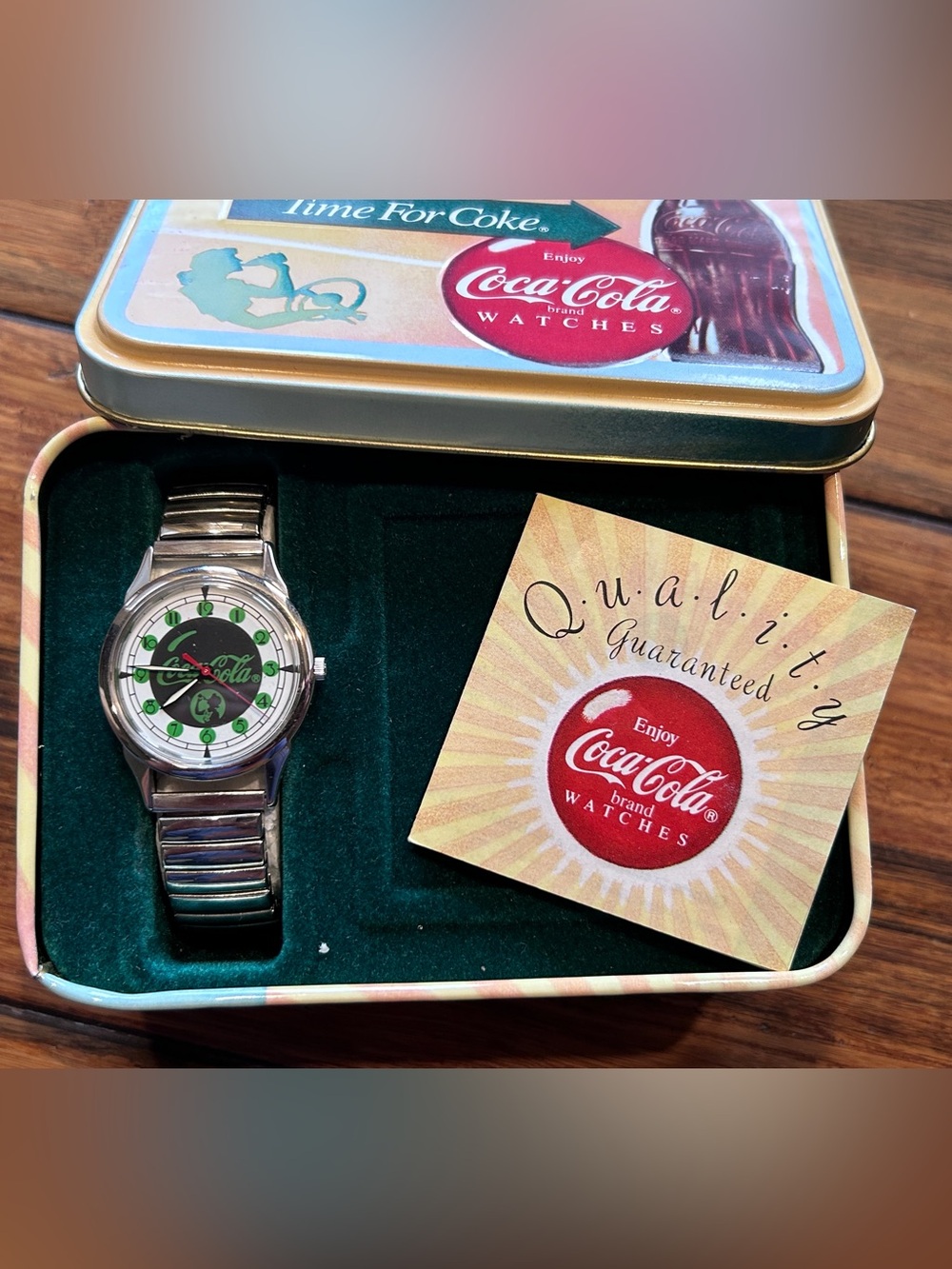Time for Coke vintage quartz watch with tin canister. MIB. Never worn or used.